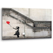 Load image into Gallery viewer, Red Heart Balloon Girl Banksy There Is Always Hope Canvas Wall Art Picture Print
