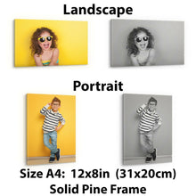 Load image into Gallery viewer, CANVAS PRINT YOUR PHOTO PERSONALISED FRAMED HUGE A0 A1 A2 A3 CUSTOM IMAGE PRINTS
