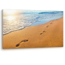 Load image into Gallery viewer, Footprints in the Sand Beach Wave Sunset Canvas Wall Art Picture Print
