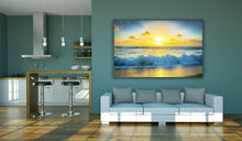 Load image into Gallery viewer, Beach Sunset &amp; Crashing Wave Canvas Wall Art Picture Print Large Sizes
