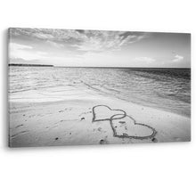 Load image into Gallery viewer, Love Hearts in the Sand Beach Premium Canvas Wall Art Picture Print
