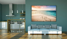 Load image into Gallery viewer, Love Hearts in the Sand Beach Premium Canvas Wall Art Picture Print
