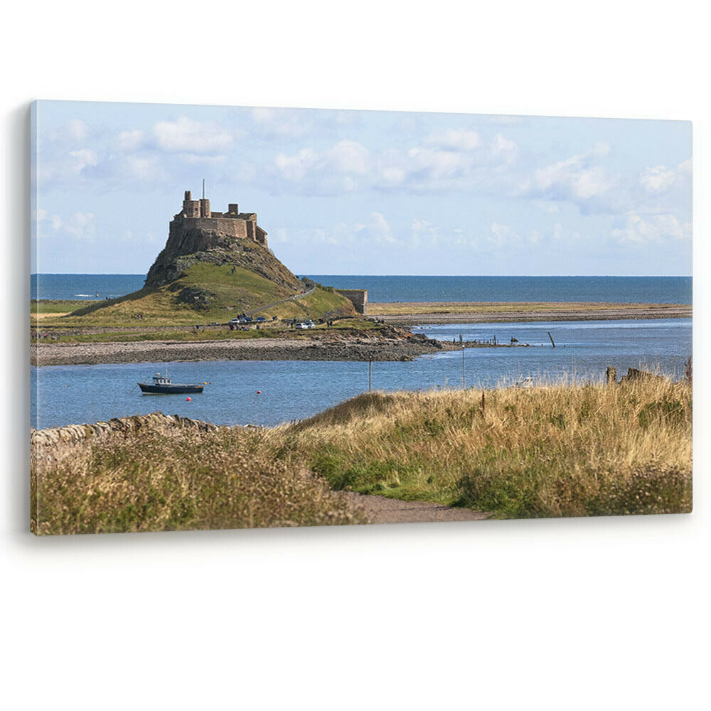 Lindisfarne Castle Holy Island Boat Northumberland Canvas Wall Art Picture Print